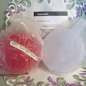 Tupperware Forget Me Not Round Fridge Hanging Containers 12oz Red & Ice Set of 2